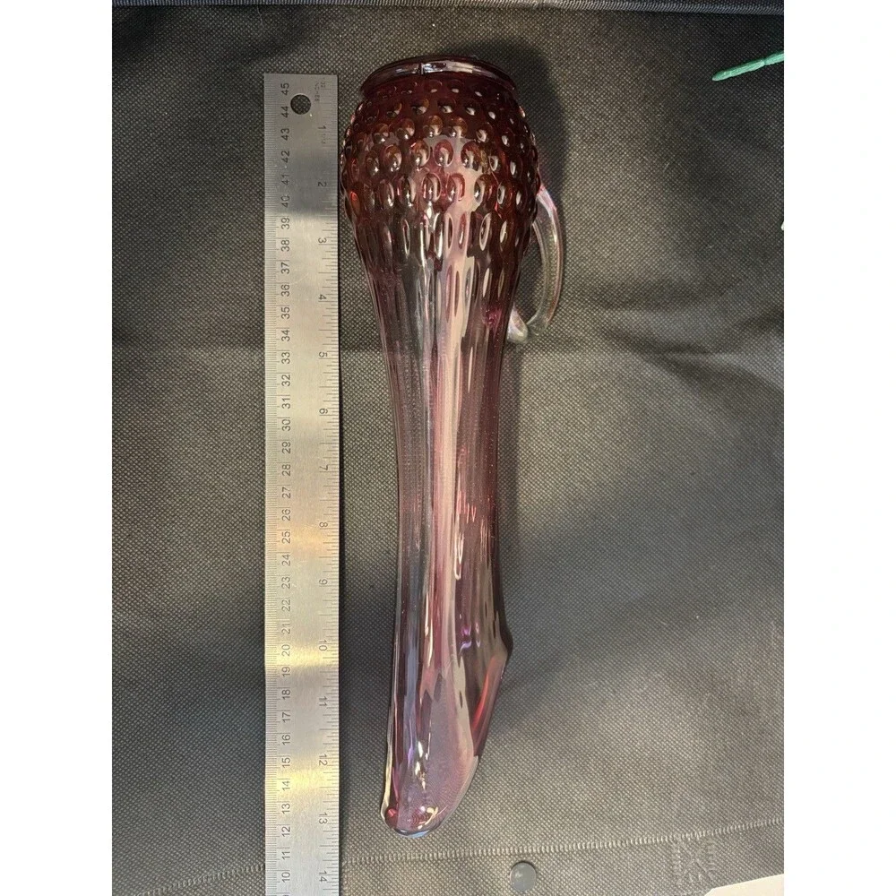 Vintage Kanawha Cranberry Purple Swung Vase Pitcher Hobnail 12”